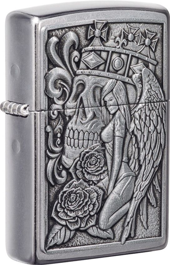 Zippo Skull and Angel Lighter - Street Chrome