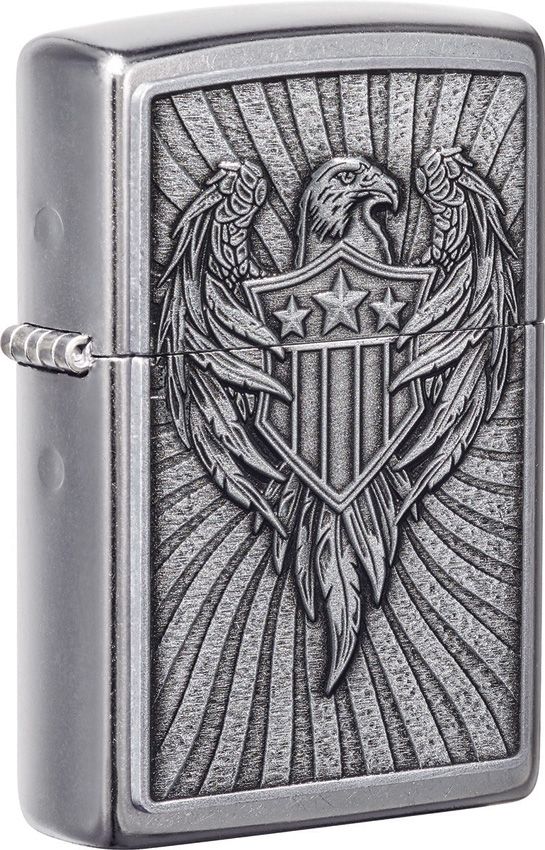 ZO19976 Zippo Eagle Emblem Lighter - Street Chrome