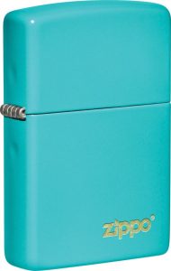 ZO19992 Zippo Classic Flat Turquoise Logo Windproof Lighter