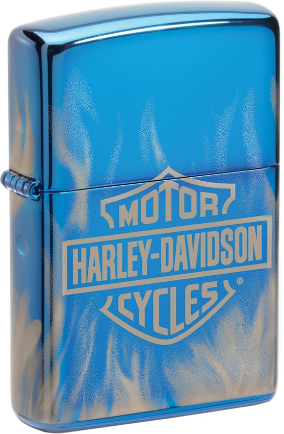Zippo Harley Davidson Fire High Polish Blue Lighter