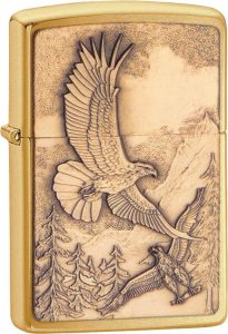 Zippo Where Eagles Dare Brushed Brass Slim
