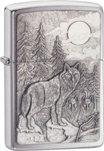 Zippo Timberwolves Emblem Brushed Chrome Slim