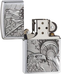 Zippo Patriotic Eagle Brushed Chrome Lighter