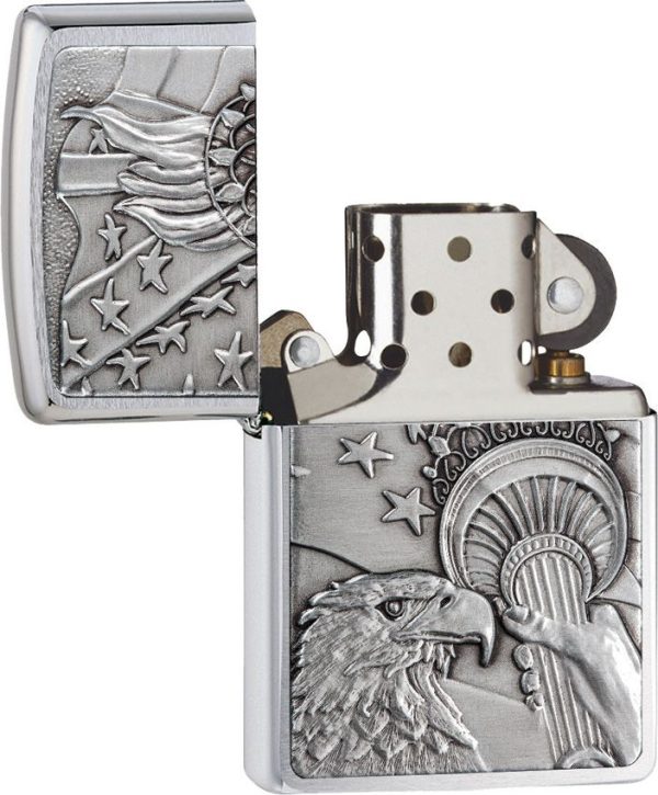 Zippo Patriotic Eagle Brushed Chrome Lighter