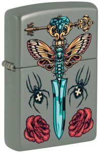 ZO23699 Zippo Gothic Dagger Lighter Sage Green