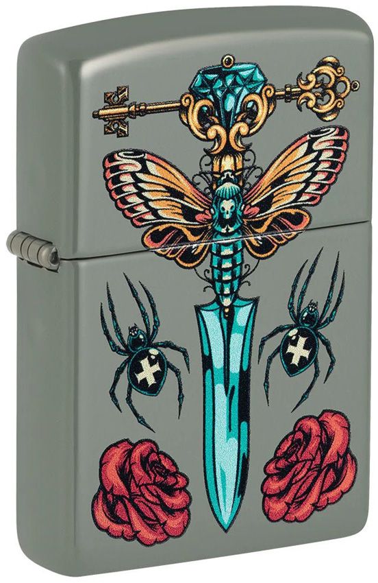 Zippo Gothic Dagger Lighter Sage Green