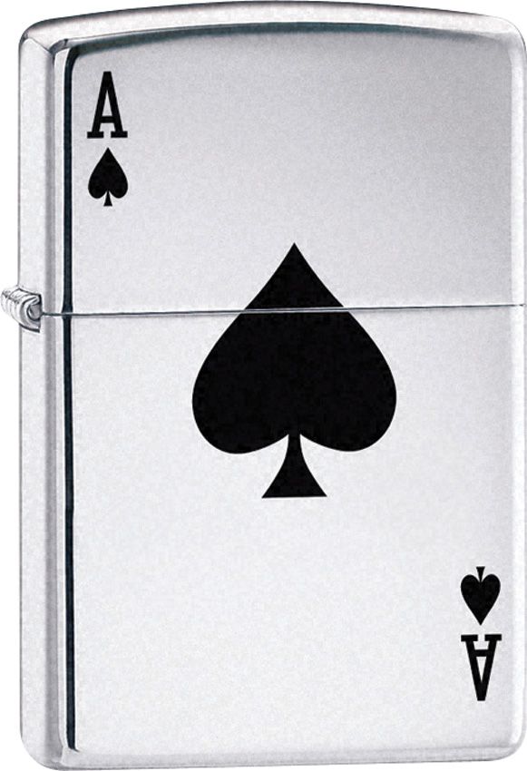 Zippo Lucky Ace Slim Lighter High Polish Chrome