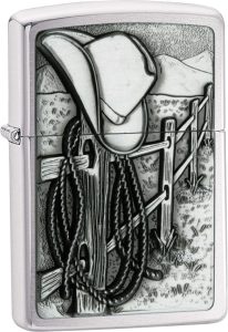 Zippo Resting Cowboy High Polish Chrome Lighter