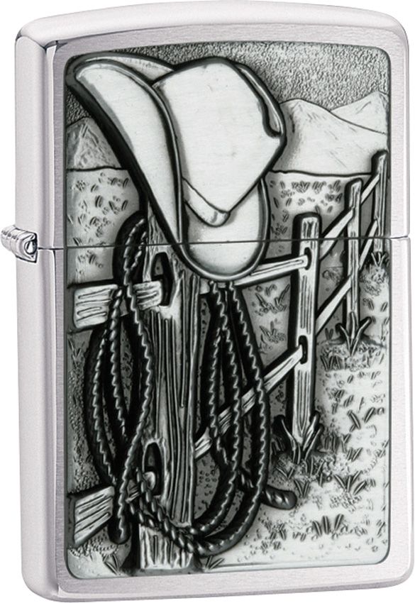 Zippo Resting Cowboy High Polish Chrome Lighter