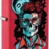 Zippo Dapper Skeleton Red Matte Lighter