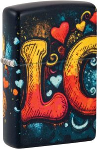 Zippo Love Mural Lighter - Black Matte 540 Color