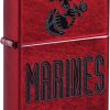 Zippo USMC Lighter Candy Apple Red