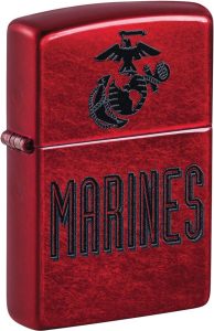 Zippo USMC Lighter - Candy Apple Red