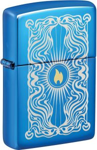 Zippo Fancy Flame Lighter - High Polish Blue