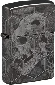 Zippo Mushroom Skulls Lighter - High Polish Black Ice