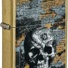 Zippo Floral Skull Lighter Street Brass