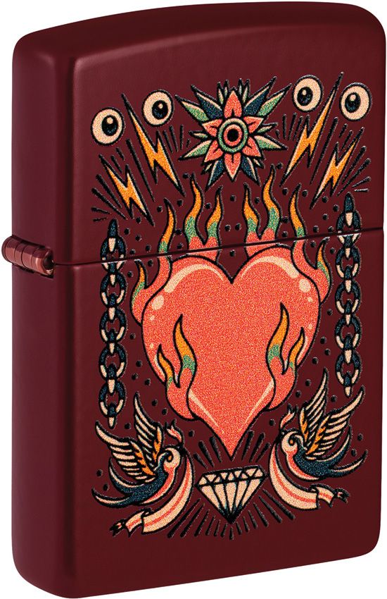 Zippo Tattoo Heart Design Lighter Merlot