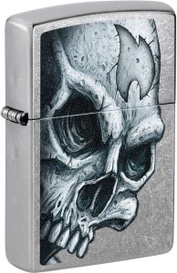 Zippo Skull And Flame Lighter - Street Chrome