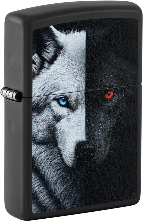 Zippo Two Wolves Lighter - Black Matte