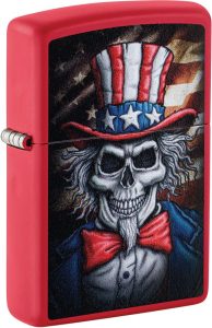 Zippo Uncle Skull Lighter - Red Matte
