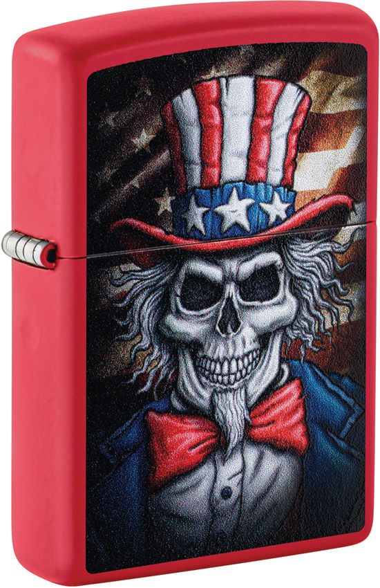 Zippo Uncle Skull Lighter - Red Matte