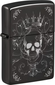 Zippo Royal Skull Lighter - High Polish Black Ice