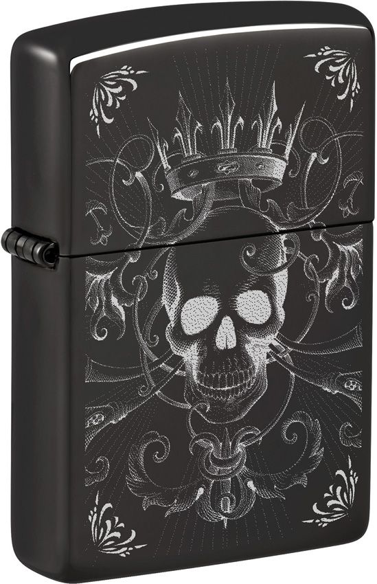 Zippo Royal Skull Lighter - High Polish Black Ice