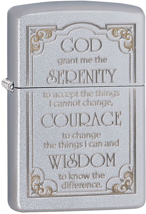 Zippo Serenity Prayer Satin Chrome Lighter
