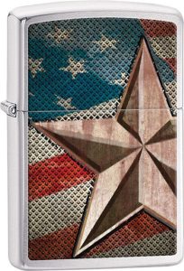 Zippo Retro Star Brushed Chrome Lighter