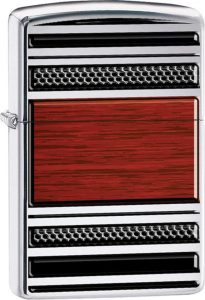 Zippo Steel and Wood High Polish Chrome Lighter