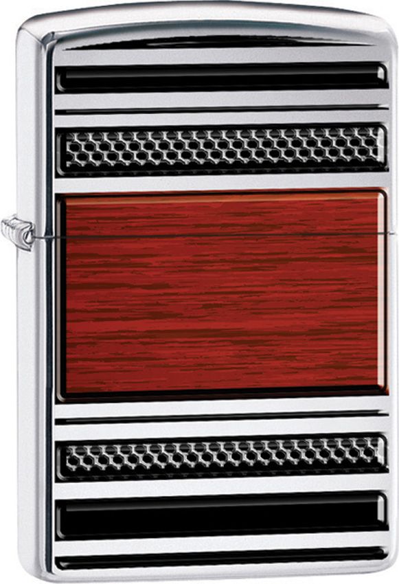 Zippo Steel and Wood High Polish Chrome Lighter