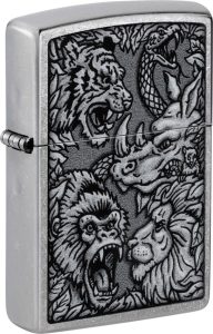 Zippo Jungle Design Lighter - Street Chrome