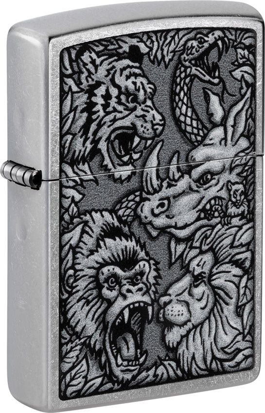 Zippo Jungle Design Lighter - Street Chrome