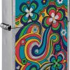 Zippo Flower Power Design Street Chrome Lighter