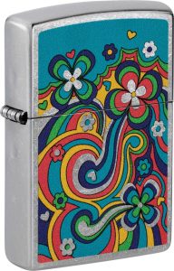 ZO53205 Zippo Flower Power Design Lighter - Street Chrome