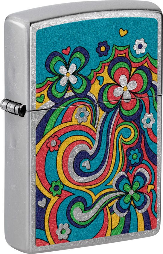 Zippo Flower Power Design Lighter - Street Chrome