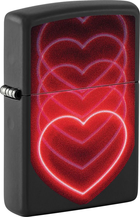 Zippo Hearts Design Lighter - Black Matte