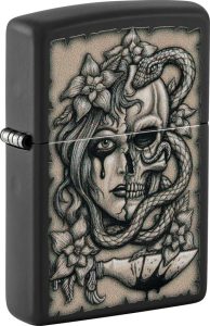 ZO53239 Zippo Gory Tattoo Design Lighter - Black Matte