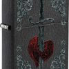 Zippo Heart Dagger Tattoo Lighter Black Crackle