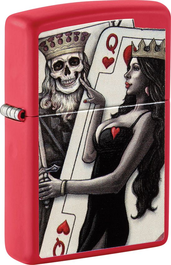 Zippo Skull King Queen Design Lighter - Red Matte