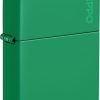 Zippo Grass Green Matte Lighter w/ Zippo Logo - Boxed