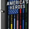 ZO53484 Zippo BuckMark Americas Heroes Black Matte Lighter