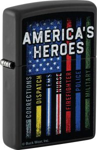 ZO53484 Zippo BuckMark Americas Heroes Black Matte