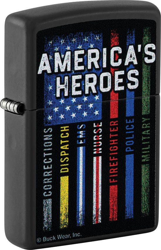 ZO53484 Zippo BuckMark Americas Heroes Black Matte