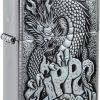 Zippo Dragon Design Brushed Chrome Lighter