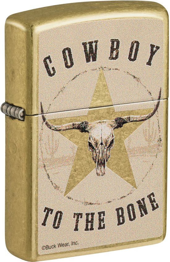 Zippo Buck Wear Cowboy Lighter - Street Brass