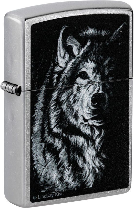 Zippo Lindsay Kivi Wolf Lighter - Street Chrome