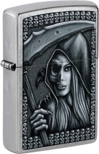 ZO58239 Zippo Grim Beauty Lighter - Street Chrome