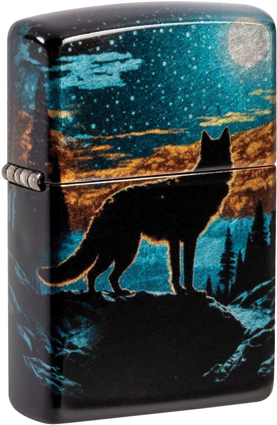 ZO59206 Zippo Moonlight Wolf Lighter - Tumbled Chrome