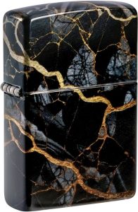 ZO59210 Zippo Fusion Marble Lighter - Tumbled Chrome